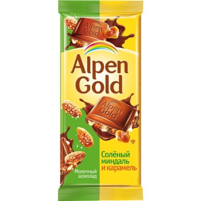 Шоколад Альпен Голд (молочный/сол.миндаль/карамель), 80 гр. (21)