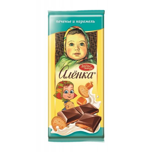Шоколад Алёнка 87 гр. с карамел. и молочной начинкой и печеньем (10)
