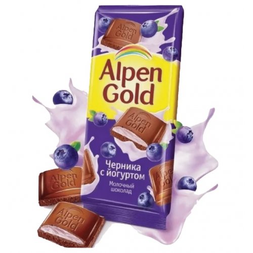 Шоколад Альпен Голд (молочный/черника/йогурт), 85 гр. (21)/384