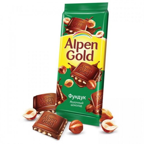 Шоколад Альпен Голд (молочный/фундук),80 гр. (21)/384