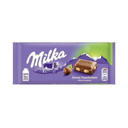 Шоколад Милка молочный Whole Hazelnut Chocolate ,100 гр. (17)